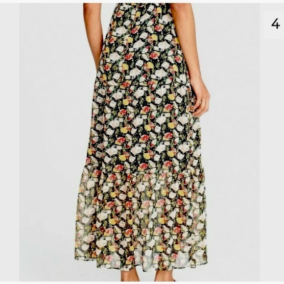 J. Crew Mercantile Spaghetti Straps Chiffon Tiered Maxi Dress Floral Sz L - Picture 4 of 13